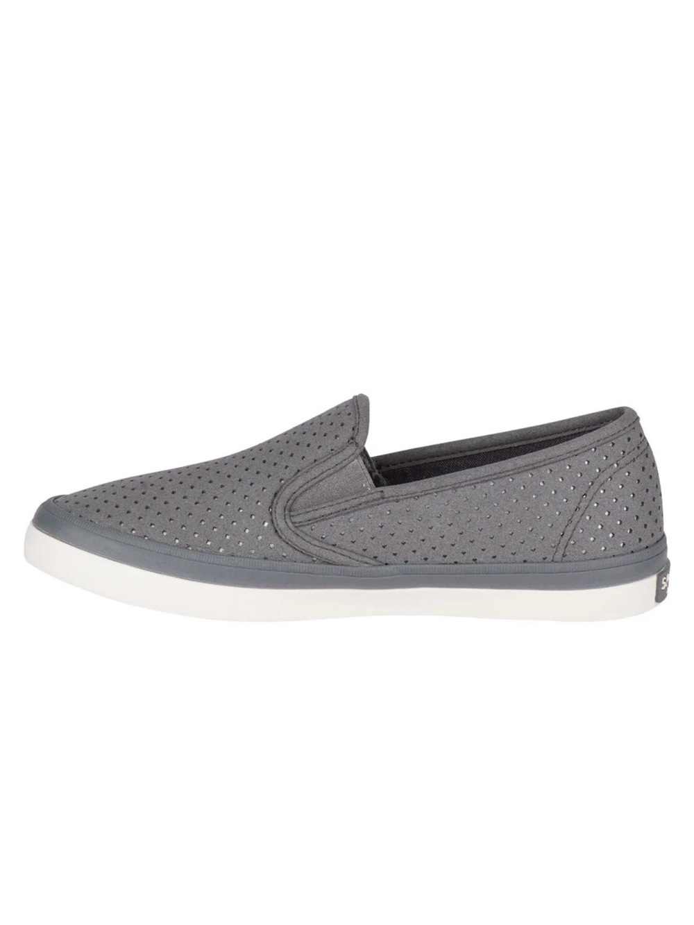Sperry Gray Perforated Leather Seaside Slip-On Sneakers Sz 8